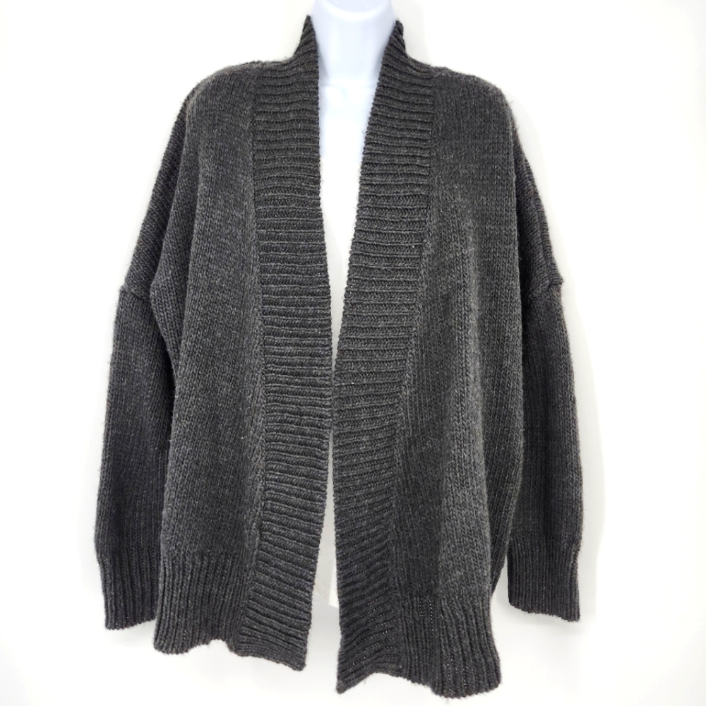 Universal Thread Womens Oversized Cardigan Size L Charcoal Gray Open Front Baggy